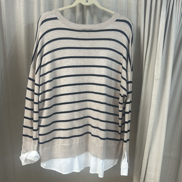 Tan and Navy Striped Sweater - Chicos - Picture 2 of 3